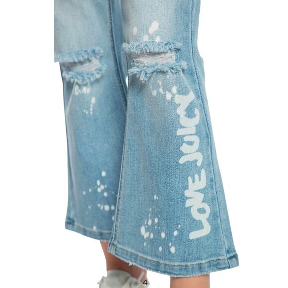 Juicy Couture Kids Mid Rise Cropped Kick Flare Jean Girls 8 Light Wash Denim - Picture 1 of 8